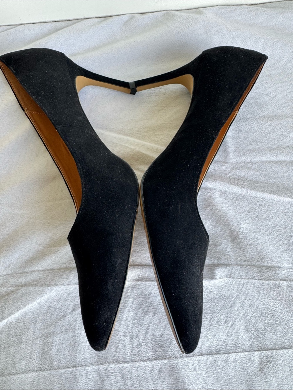 J. Crew Sueded Heeled Pump Black Women Size 10 officecore closet staple Heel - Picture 3 of 7